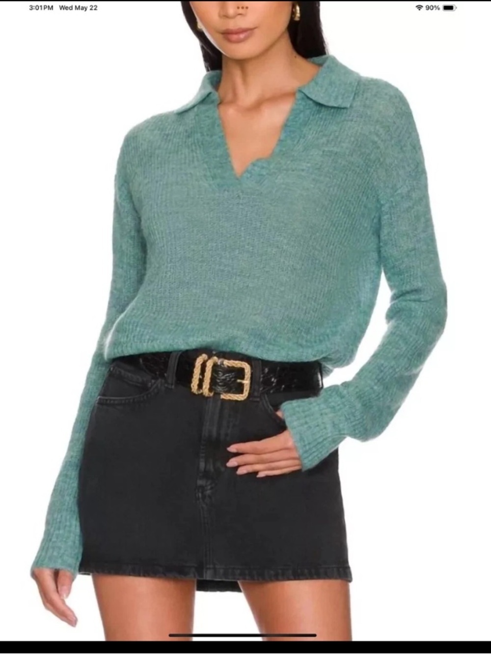 Monrow mohair polo sweater for women - size XS